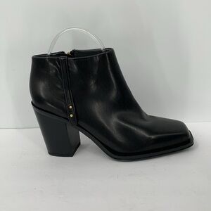 Franco Sarto Vivica ankle boots shoe heel black zipper vegan square toe 8.5